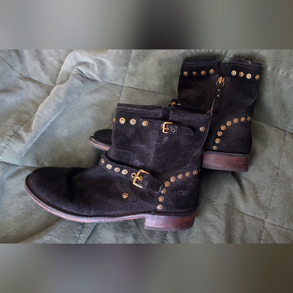 UGG Fabrizia Studs Moto Ankle Boots- size 11-  suede leather